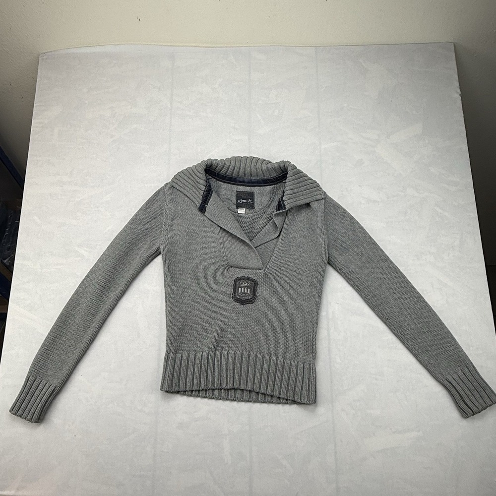 Kyra K Women's Gray Chunky Knit Shawl Collar Pullover Sweater Small